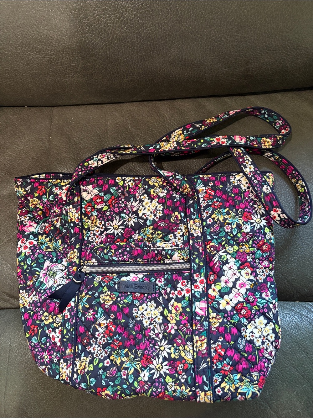 Vera Bradley multi floral and butterfly small vera tote bag